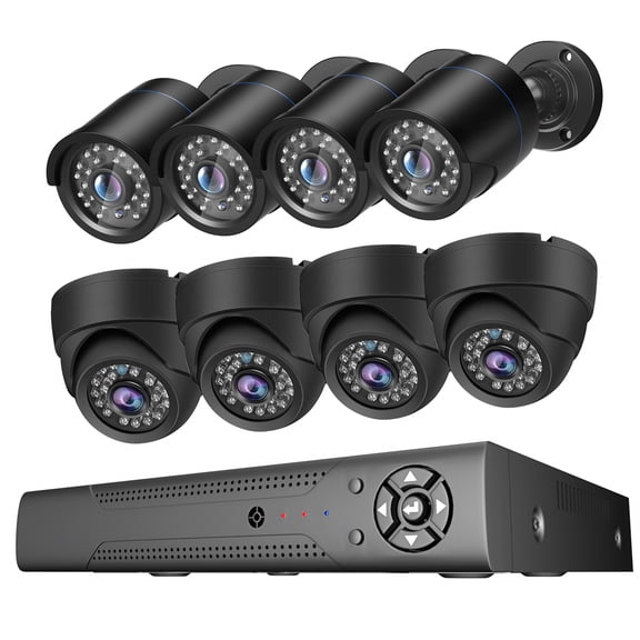 SANSCO 3K Lite 8 Camera Wired Security System Outdoor Indoor, NO HDD | AI Human/Vehicle Detection, 5MP Lite H.265+ 8 Channel Surveillance DVR, IP66 Weatherproof CCTV Camera, Night Vision