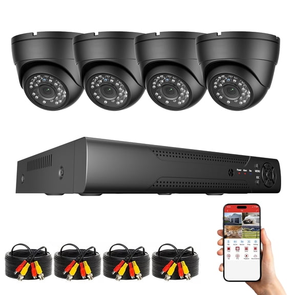 SANSCO 5MP Lite Security Camera System, 4 Channel AHD TVI DVR Recorder NO HDD, 4pcs HD Indoor Wired Surveillance CCTV Dome Cameras, Smart Motion Detection, Night Vision