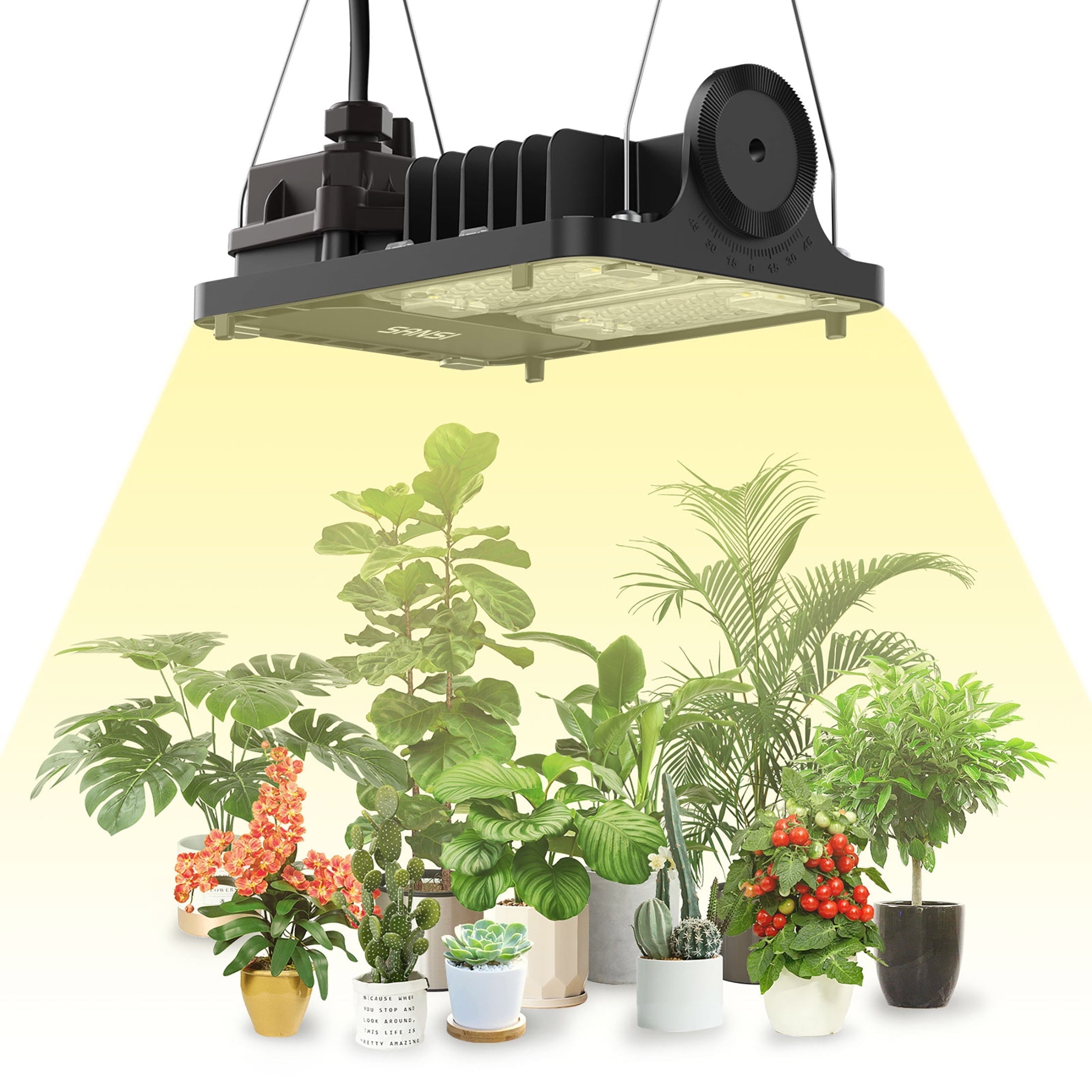 SANSI 100W Dimmable LED Grow Light Panel, Dimmable Full Spectrum Grow Light for Indoor Plants