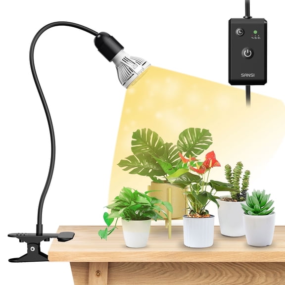 SANSI 10W LED Grow Bulb, Full Spectrum Black Clip-on Plant Grow Light with Timer for Indoor Plant
