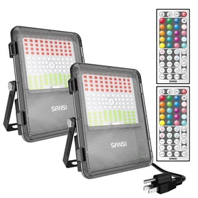 SANSI 120W LED Flood Light Outdoor, 13200LM RGB Flood Light, Color Changing IP66 Floodlight, 2-Pack