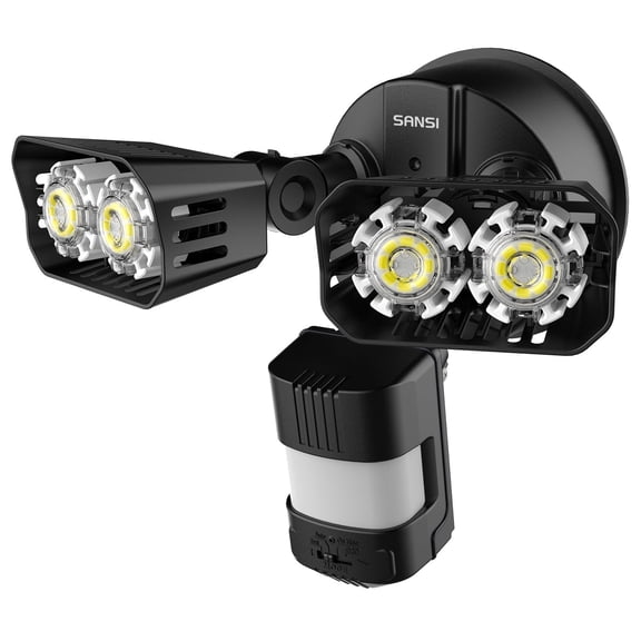 SANSI 18W 1800LM LED Motion Sensor Outdoor Security Light, 5000K Dusk to Dawn Light Black