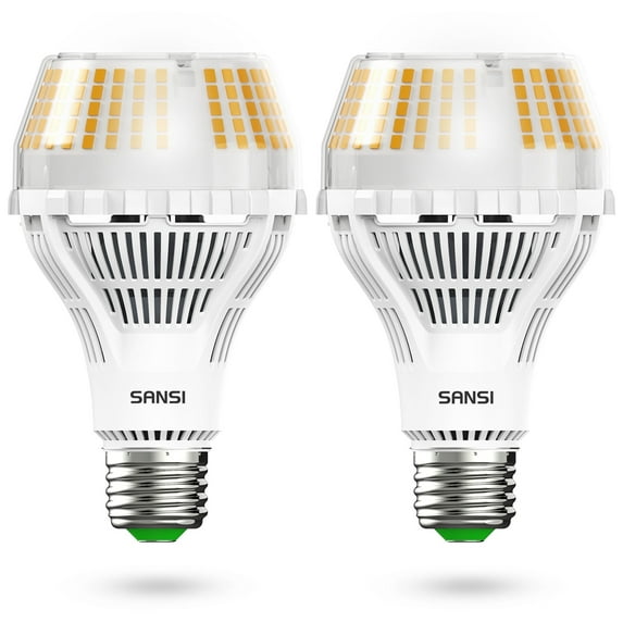 SANSI 27 Watts Dimmable A21 LED Light Bulb, 4000 Lumens LED Bulb, E26 Base, 3000K Warm White, 2-Pack
