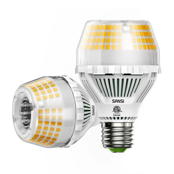 SANSI 300W Equivalent A19 LED Light Bulb, 5000 Lumens E26 LED Bulb with Ceramic Technology, 3000K Soft Warm Non-Dimmable, 25,000-Hour Lifetime, Efficient Safe, 2 Pack 35W for Home Garage