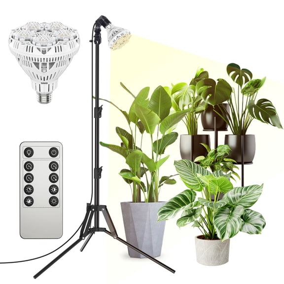 SANSI 30W 4-Level Dimmable Grow Light, Full Spectrum, Adjustable Tripod (30-55") with Remote & Timer