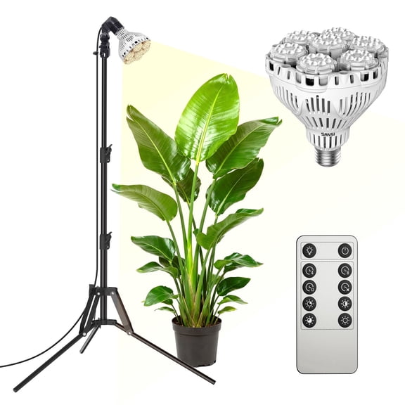 SANSI 40W 4-Level Dimmable Grow Light, Full Spectrum, Adjustable Tripod (30-55") with Remote & Timer
