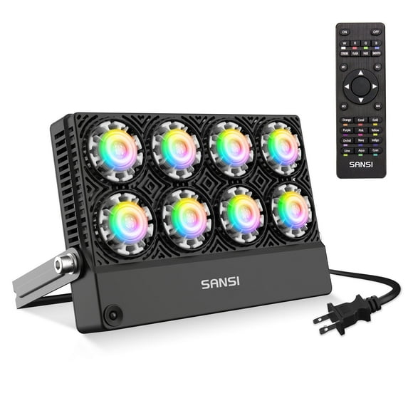 SANSI 50 Watts LED Flood Light Outdoor, RGB Color Changing Exterior Light, Remote Control Floodlight