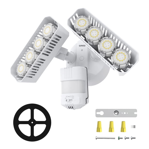 SANSI 54W LED Motion Sensor Outdoor Security Lights, 7000 Lumens, 5000K Dusk to Dawn Light, 4 Modes
