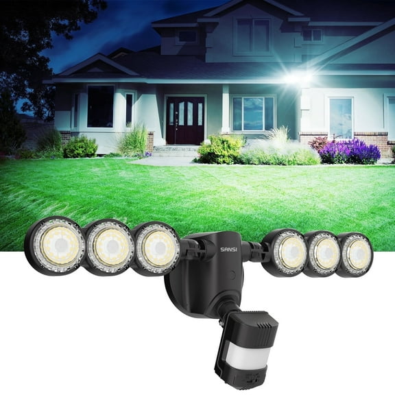 SANSI 55W 7000LM LED Security Light Black, Motion Sensor Light Outdoor, 5000K Dusk to Dawn, 4 Modes