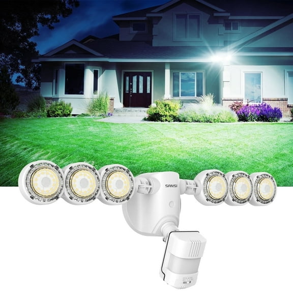 SANSI 55W 7000LM LED Security Light White, Motion Sensor Light Outdoor, 5000K Dusk to Dawn, 4 Modes