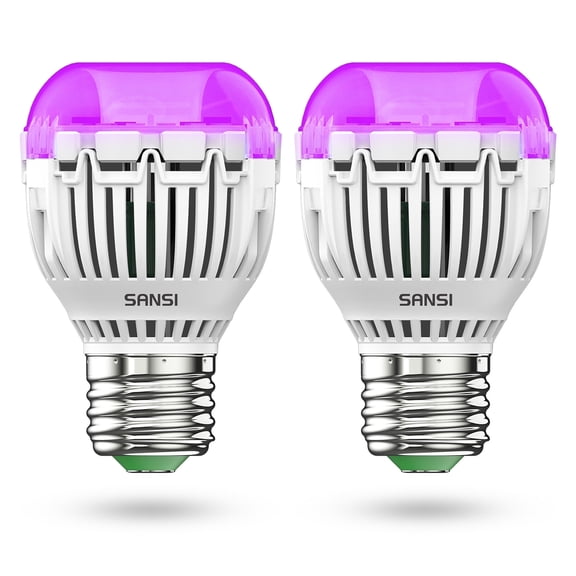 SANSI 7W LED UV Black Light Bulb for Glow Party Decoration, A15 UVA 395-405nm E26 Base, 2-Pack