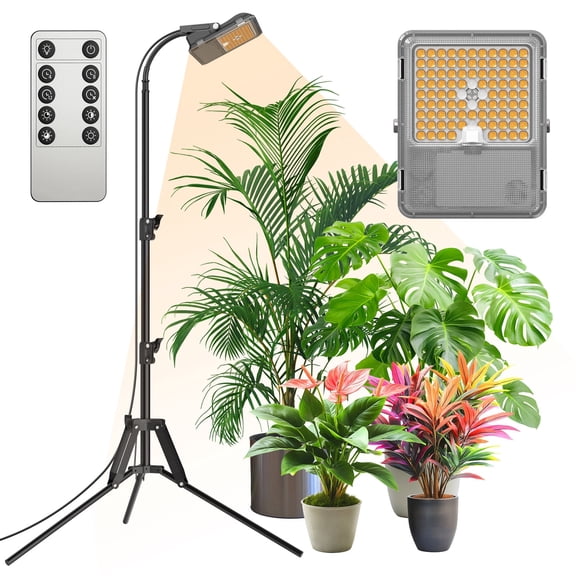 SANSI Dimmable 45W Full Spectrum Grow Light, 88 LEDs, Adjustable 33-58" Tripod with Remote & Timer
