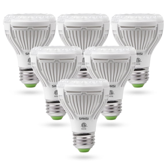 SANSI LED Grow Light Bulb, Full Spectrum 10W, High PPFD, E26 Base, 6-Pack