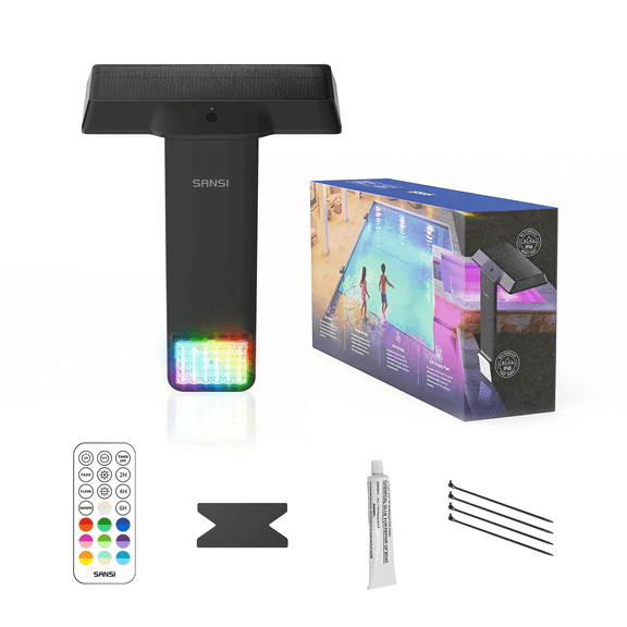 SANSI Solar Underwater Pool Light 20-Color 3-Mode LED Remote Controlled Above-Ground 1-Pack