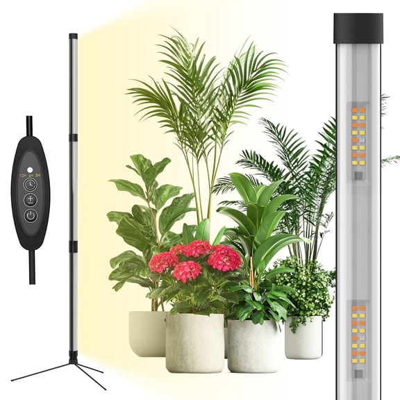 SANSI T10 55W Standing Grow Light, 144 LEDs Full Spectrum, 4.34FT Adjustable, 5 Dimming Levels, Timer 3/6/12H, 4000K