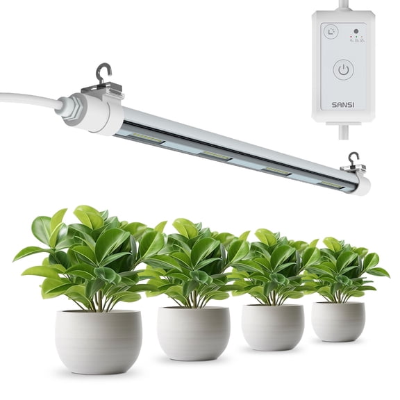 SANSI T8 Grow Lights for Indoor Plants, 25W Full Spectrum LED Grow Light Strips with Timer, 4-Level Dimmable