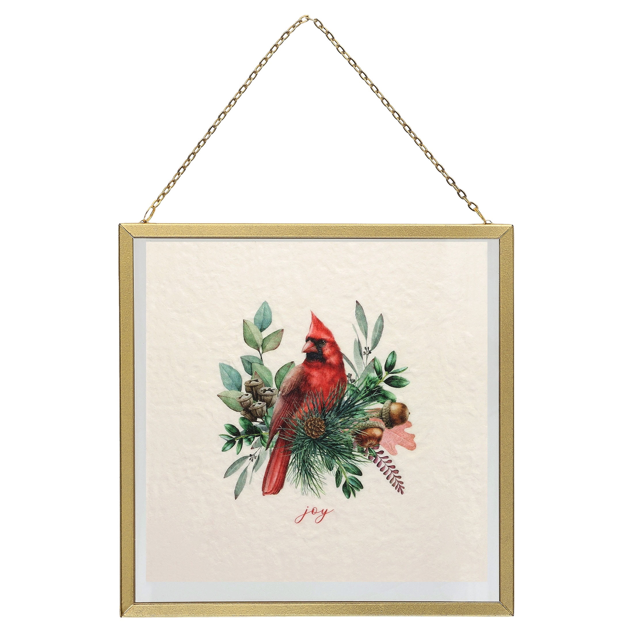 Double-Sided Santa and Cardinal Framed Christmas Wall Art, Multicolor, 8" x 8", by Holiday Time