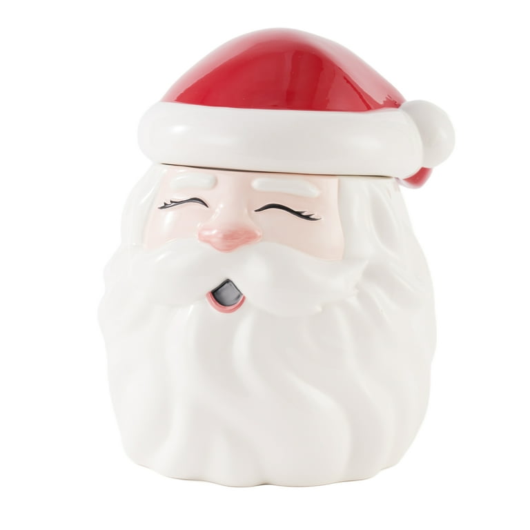 Holiday Time Ceramics Santa Cookie Jar, Ceramic Cookie Jar for