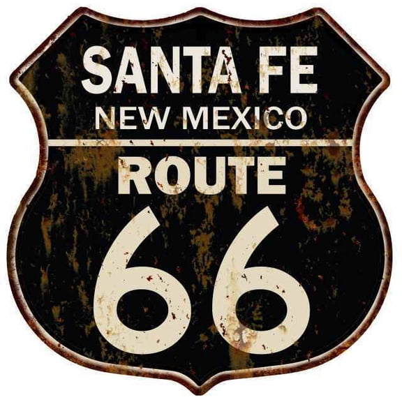 SANTA FE, NEW MEXICO Route 66 Shield Metal Sign Man Cave Garage Size: 12"x 12"