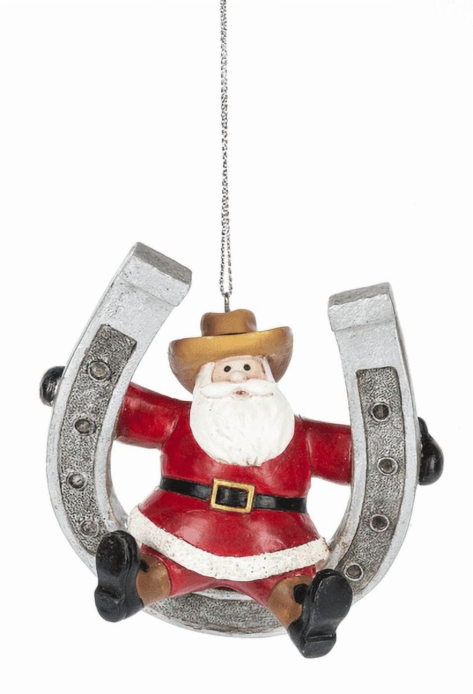 SANTA IN HORSESHOE Western Christmas Ornament by Midwest CBK