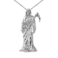 thumbnail image 1 of SANTA MUERTE GRIM REAPER PENDANT NECKLACE IN WHITE GOLD, 1 of 1
