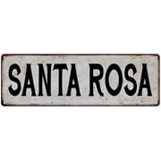 SANTA ROSA Vintage Look Rustic Metal 8x24 Sign City State 108240041302