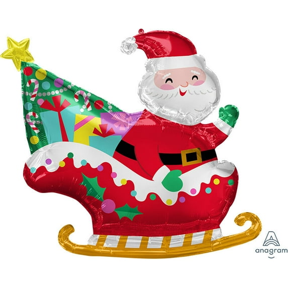 SANTA'S SLEIGH 30" Christmas Party Season Holday Mylar Foil Balloon