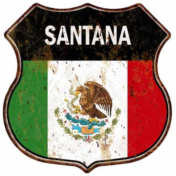 SANTANA Mexican Flag Gift Shield Metal Sign Mexico 211110008118