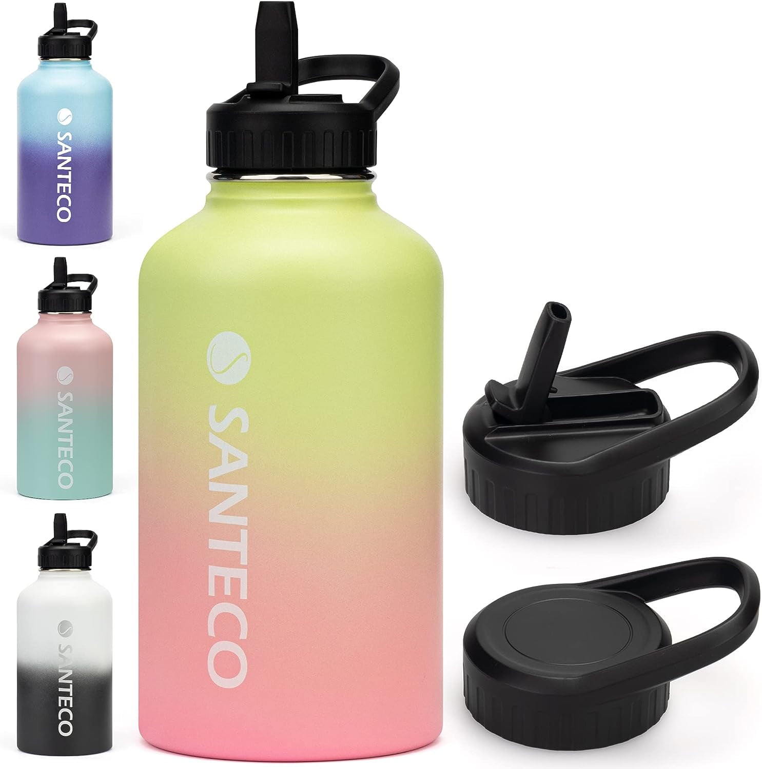 Half-gallon Insulated Water-Bottle with Straw - Stainless Steel