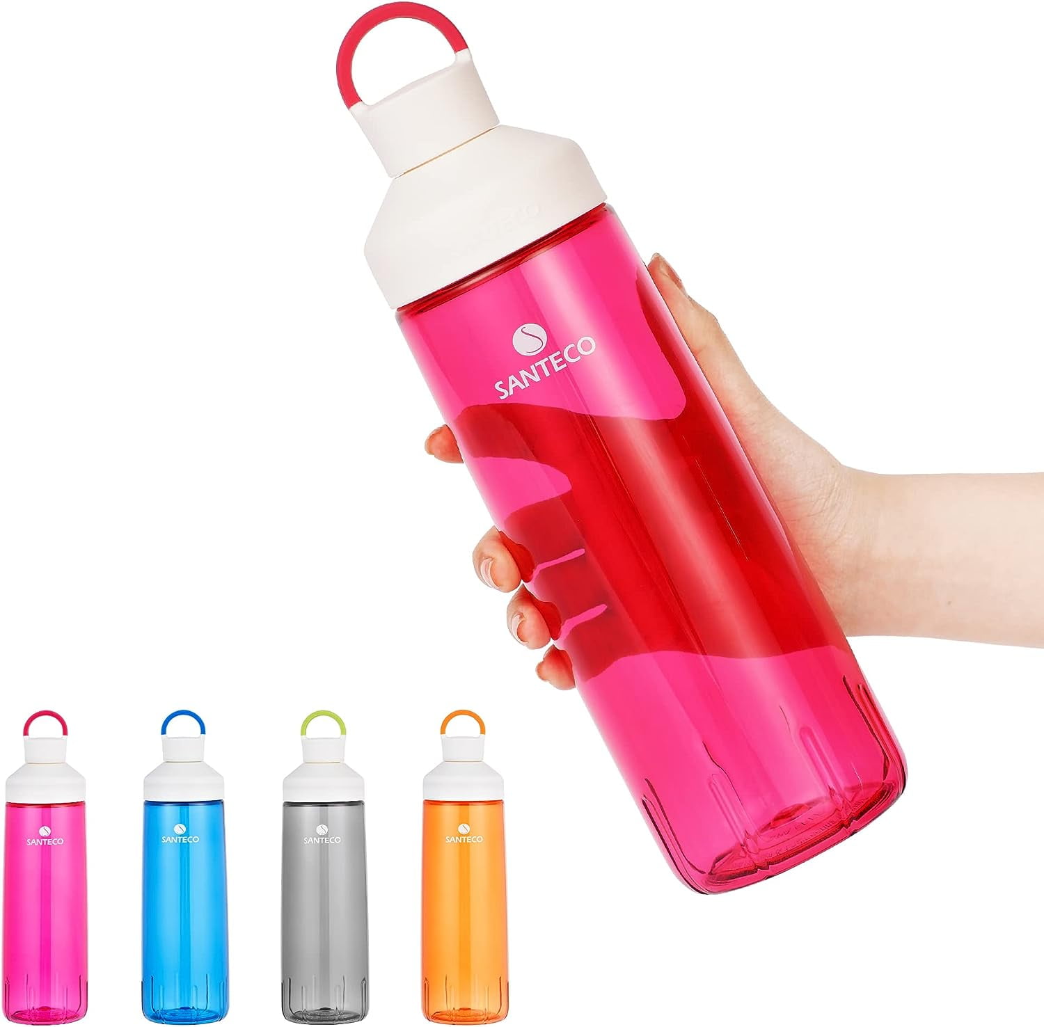 SANTECO Water Bottles, 32 oz Reusable Wide Mouth Sports Bottle, Easy to