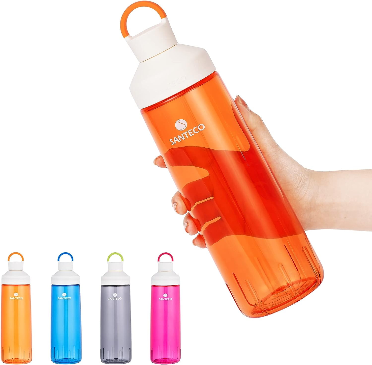 SANTECO Water Bottles, Reusable Wide Mouth Sports Bottle, Easy to Clean