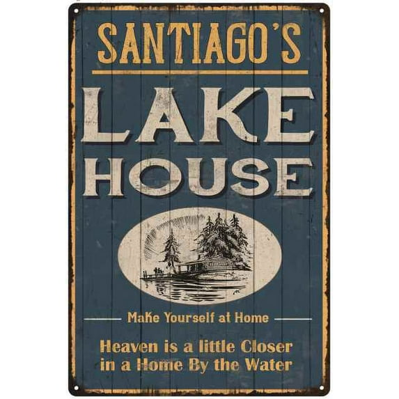 SANTIAGO'S Lake House Blue Cabin Home Decor 8 x 12 Matte Finish Metal 108120038302