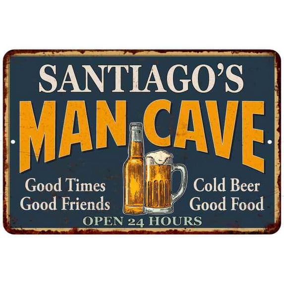 SANTIAGO'S Man Cave Metal Sign Green Gift 8x12 208120012453