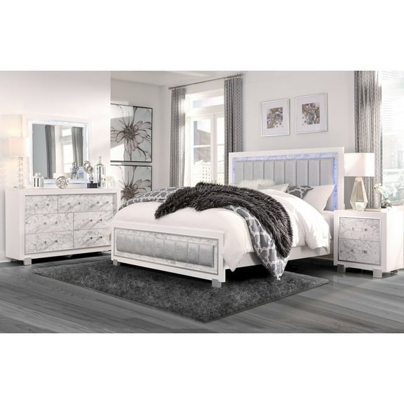 SANTORINI METALLIC WHITE QUEEN BED IN A BOX