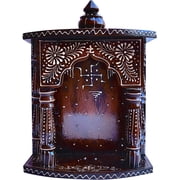 SANVIKA Hindu Religious Temple Made with Wood & MDF, Hand Painted with Emboss Cone Work with swasthik Symbol, A Auspicious and Religious D cor and Handicraft & Religious Art
