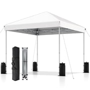 SANWAY 10x10 Pop Up Canopy Tent, One Push Setup, Instant Portable for Outdoor Events, Parties & Camping with 8 Stakes, 4 Ropes and Carry Bag, Silver White