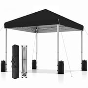 SANWAY 10x10 Pop Up Canopy Tent, One Push Setup, Instant Portable for Outdoor Events, Parties & Camping with 8 Stakes, 4 Ropes and Carry Bag, Black