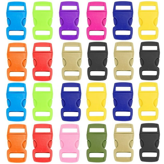 SANWOOD 24Pcs Plastic Colorful Rope Strap Collar Bracelet Clasps Quick Release Buckles