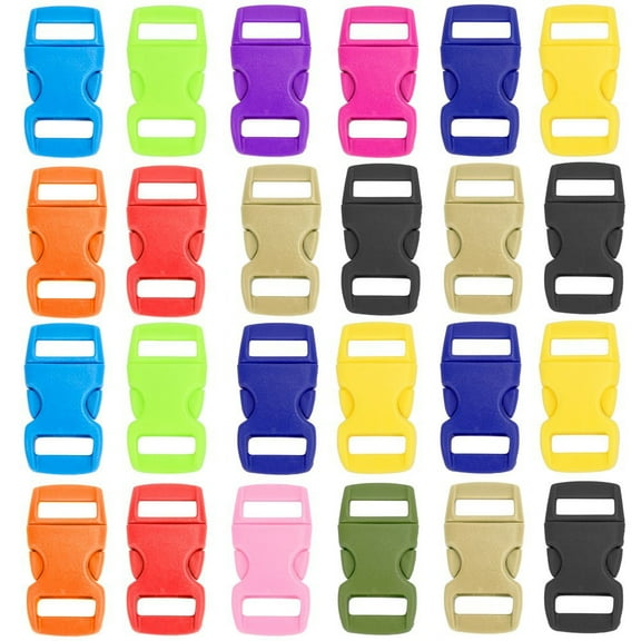 SANWOOD 24Pcs Plastic Colorful Rope Strap Collar Bracelet Clasps Quick Release Buckles