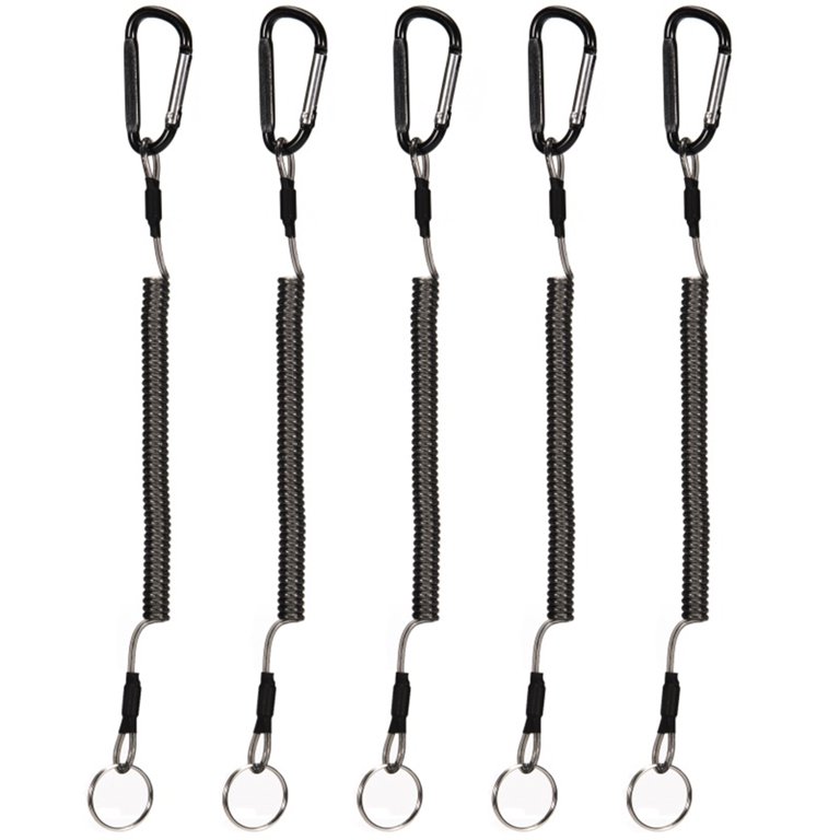 5Pcs Elastic Steel Wire Portable Fishing Coil Rope Safe Lanyard