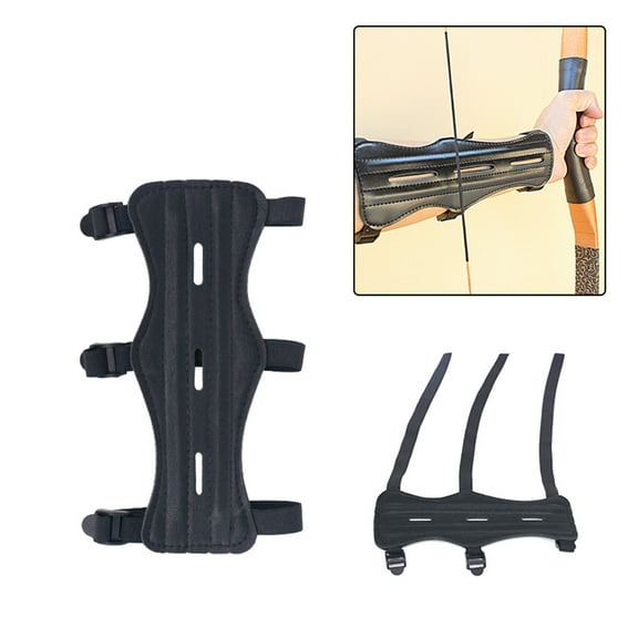 SANWOOD Archery Arm Guard 3 Straps Leather Archery Arm Guard Outdoor Hunting Safety Gear