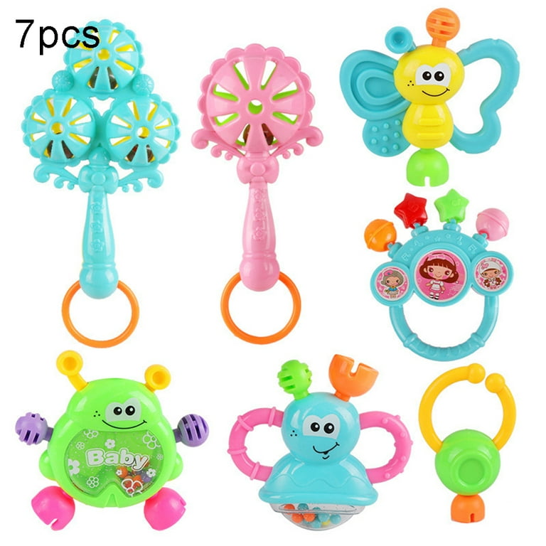 Cherry Pack of 4 Colorful Baby Rattles Teethers, Shaker Grab, and Spin  Rattles Set for Happy Toddlers