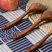 SANWOOD Kitchen Long Handle Wooden Dessert Rice Soup Spoon Teaspoon Cooking Utensil
