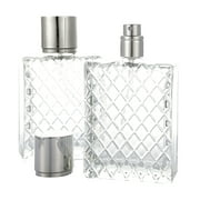 SANWOOD Perfume Bottle 100ml Square Grids Portable Clear Travel Refillable Perfume Glass Empty Bottle