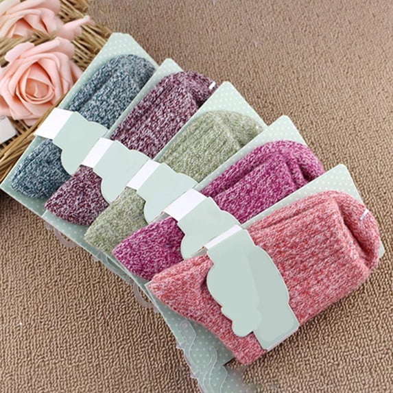 SANWOOD Socks 5 Pairs Women Winter Thick Warm Soft Woolen Yarn Solid Casual Sports Socks