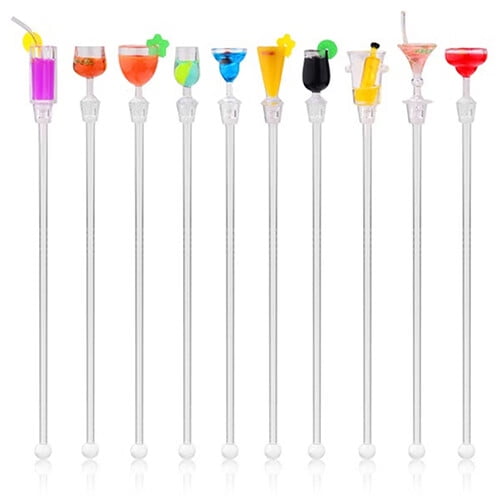 SANWOOD Stirrers 10Pcs Mixed Bar Puddler Muddler Stirring Ladle Stirrer Swizzle Sticks Cocktail Picks