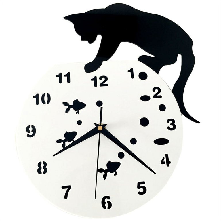 SANWOOD Wall Clock,Naughty Cartoon Cat Acrylic Silent Quartz Movement Wall  Clock Modern Home Decor - Walmart.com