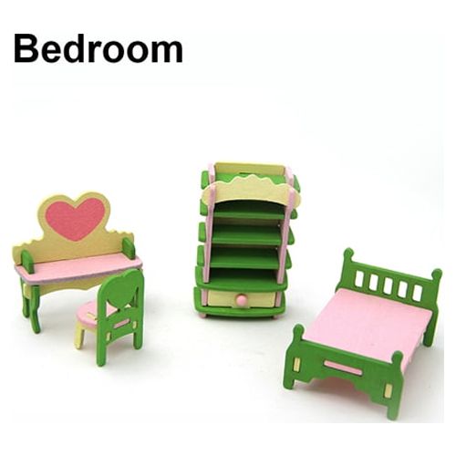 SANWOOD Wooden Dolls Furniture Wooden Miniature Doll House Furniture