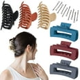 thumbnail image 1 of SANZIX 6 Pcs Hair Claw Clips For Women - 2 Styles - 6 Matte Colors - Bobby Pins - 4.3“ ABS Strong Hold, Large Claw Clips for Thick & Thin Hair, Jaw Clips, 3 Hair Claw Clips, 3 Square Hair Clips, 1 of 7