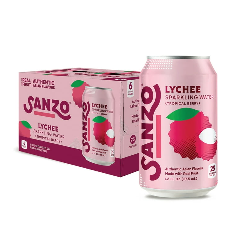 Sanzo Lychee Sparkling Water 12 fl oz 6 Pack Cans - Walmart.com